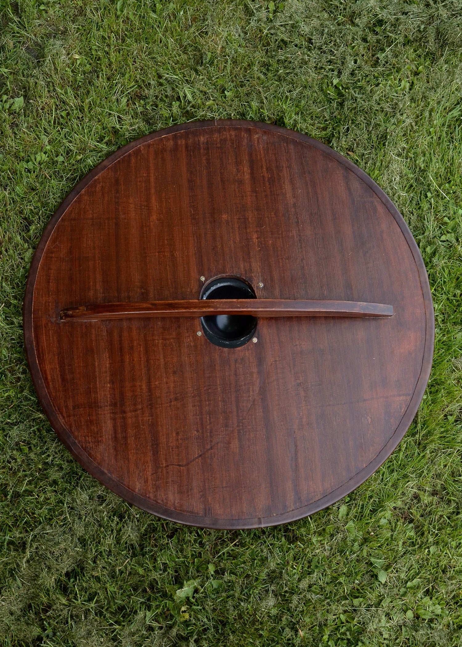 Viikinkien puinen kilpi – hevosaiheinen koristemaalaus