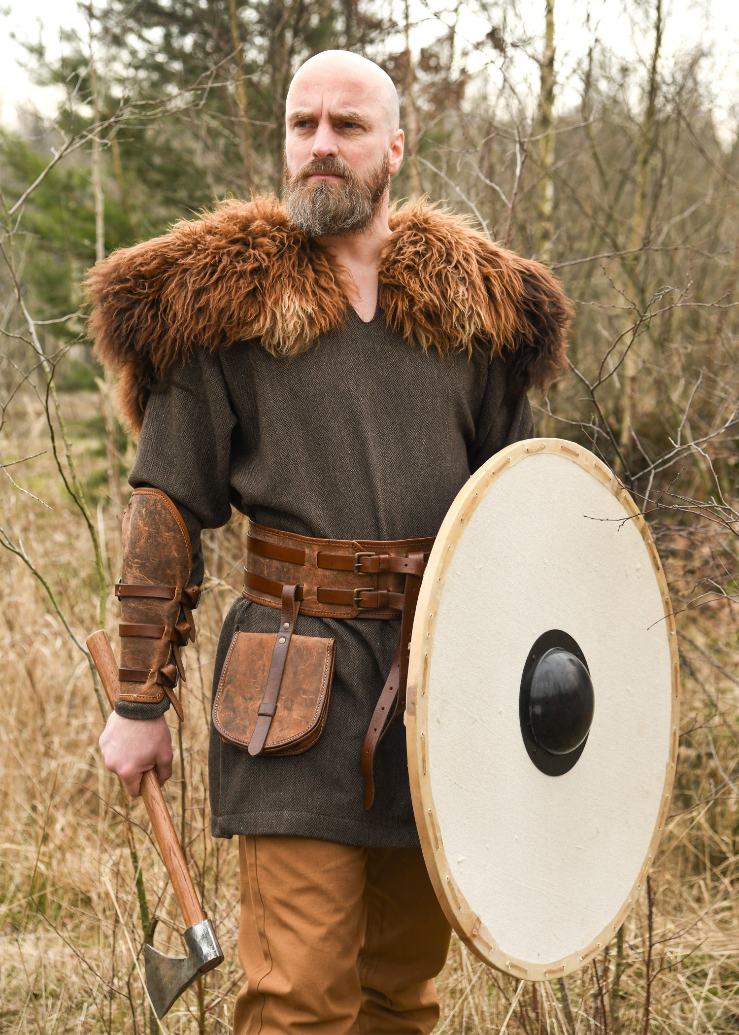 Viikinkitunika Morten, kalanruotokuvio, ruskea